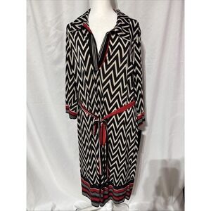 VTG‎ Mlle Gabrielle Belted Geometric Belted Dress Womans 2x Collar Boho New